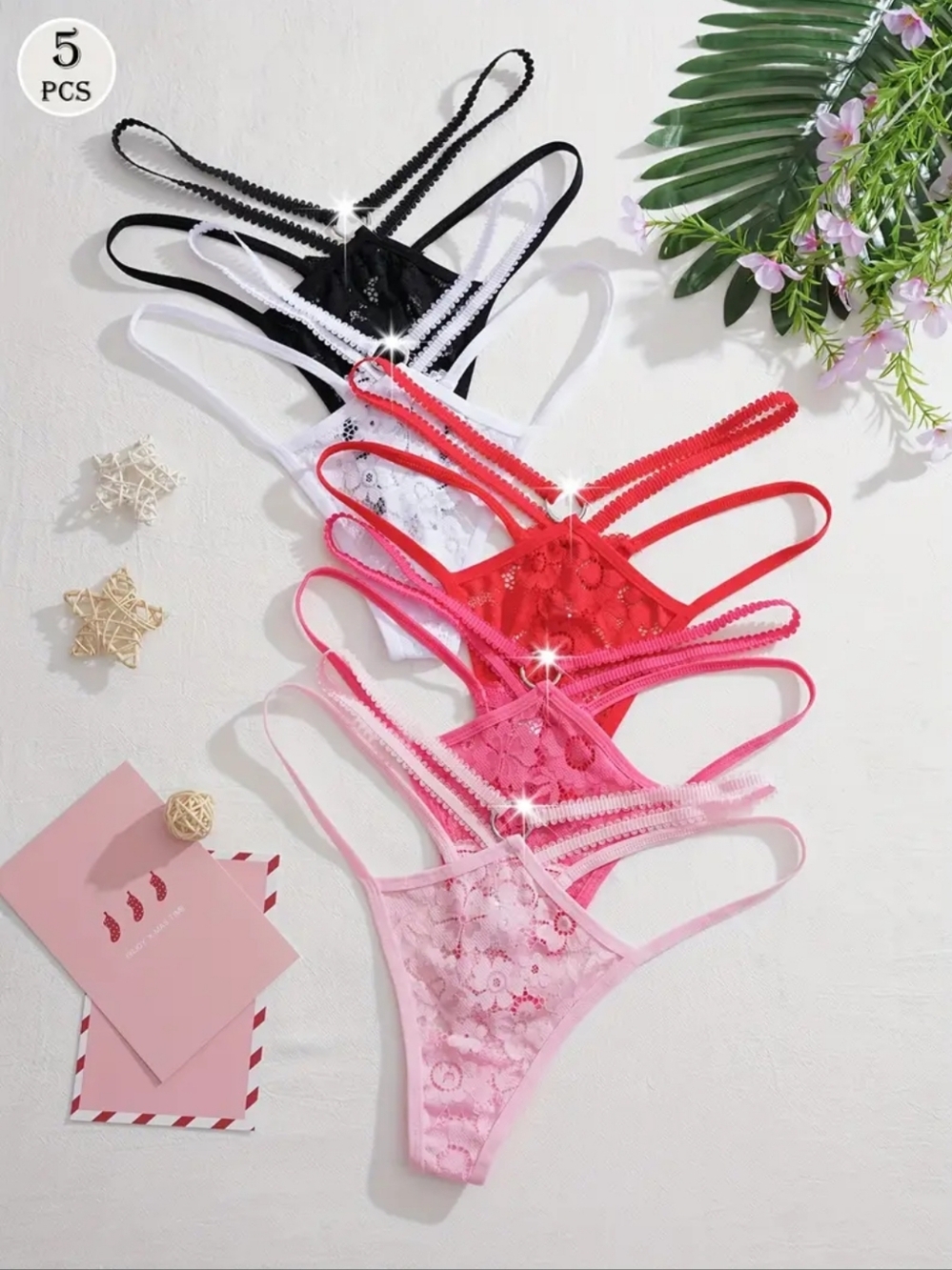 Women’s Lace Thong Set - Mixed Colors